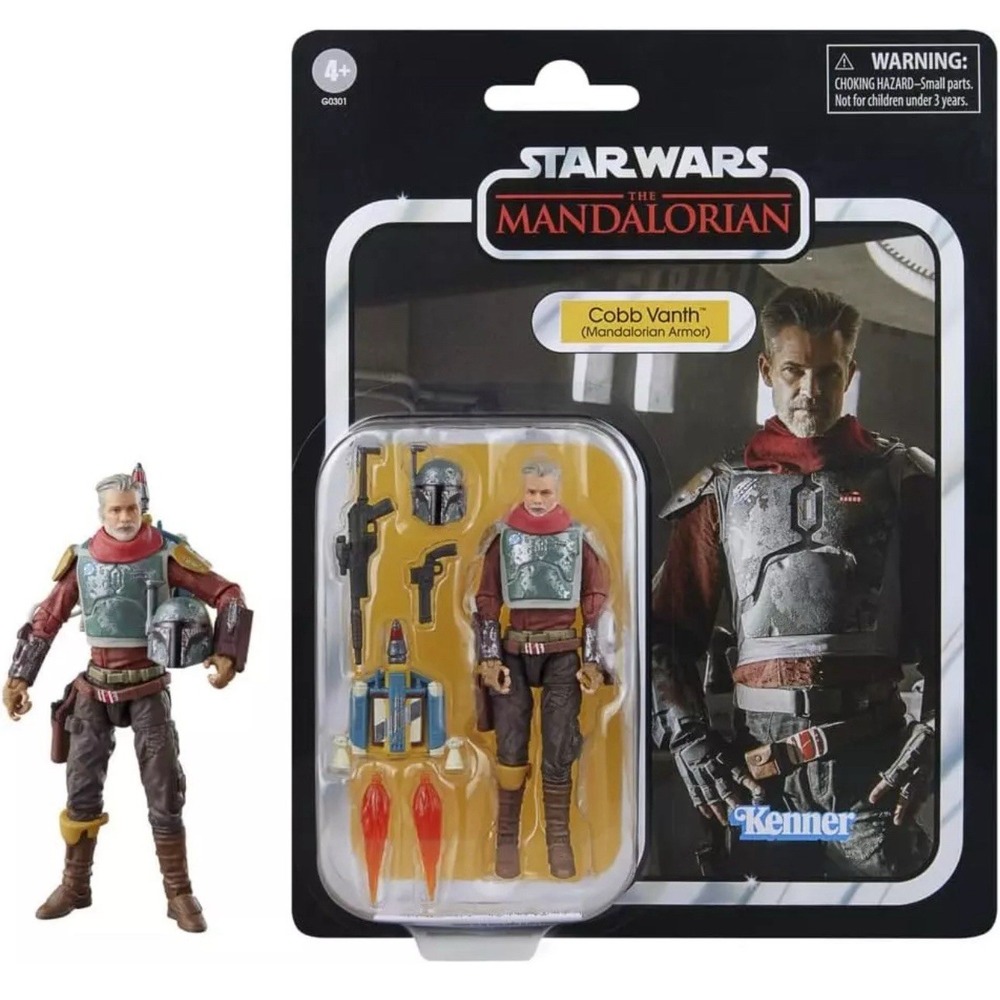 Star Wars The Mandalorian Cobb Vanth Mando Armor 4in 1:18 Figure MOSC Kenner